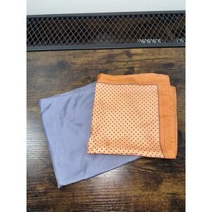 Men's Pocket Square Lot 2 Silk Orange Polka Dot Gray 16" Handkerchief *stain EUC